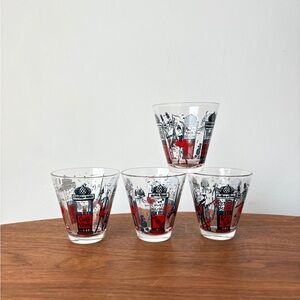 Vintage Paris France Glasses Eiffel Tower Char Noir Maximβs Moulin Rouge French